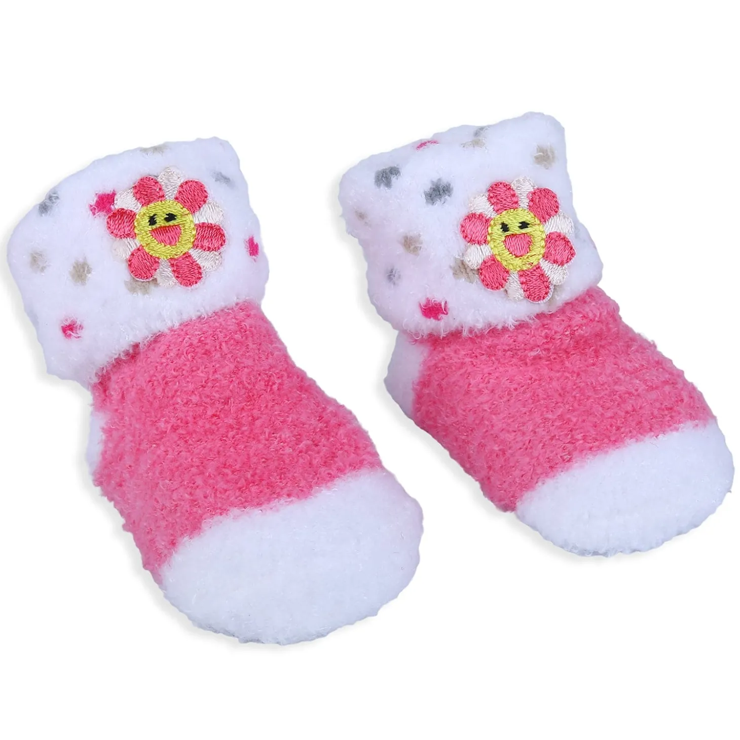 Baby Moo Floral Stripes Newborn Breathable Infant Cotton Socks - Pink