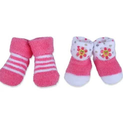 Baby Moo Floral Stripes Newborn Breathable Infant Cotton Socks - Pink