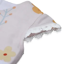 Baby Moo Floral Teddy Bow With Short Sleeves Muslin Dress - Peach