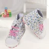 Baby Moo Floral White And Pink High Top Booties