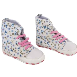 Baby Moo Floral White And Pink High Top Booties