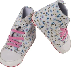 Baby Moo Floral White And Pink High Top Booties
