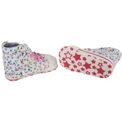 Baby Moo Floral White And Pink High Top Booties