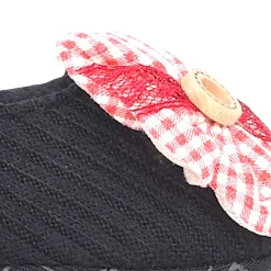 Baby Moo Flower Button Velcro Strap Ribbed Anti-Skid Ballerina Booties - Black, Red
