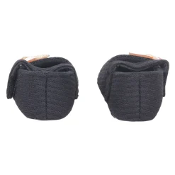 Baby Moo Flower Button Velcro Strap Ribbed Anti-Skid Ballerina Booties - Black, Peach