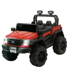 Baby Moo Ford 4X4 Battery Operated Electric Ride On Jeep Rechargeable 12V Battery With Remote Control LED Lights, Music & USB Port - Red