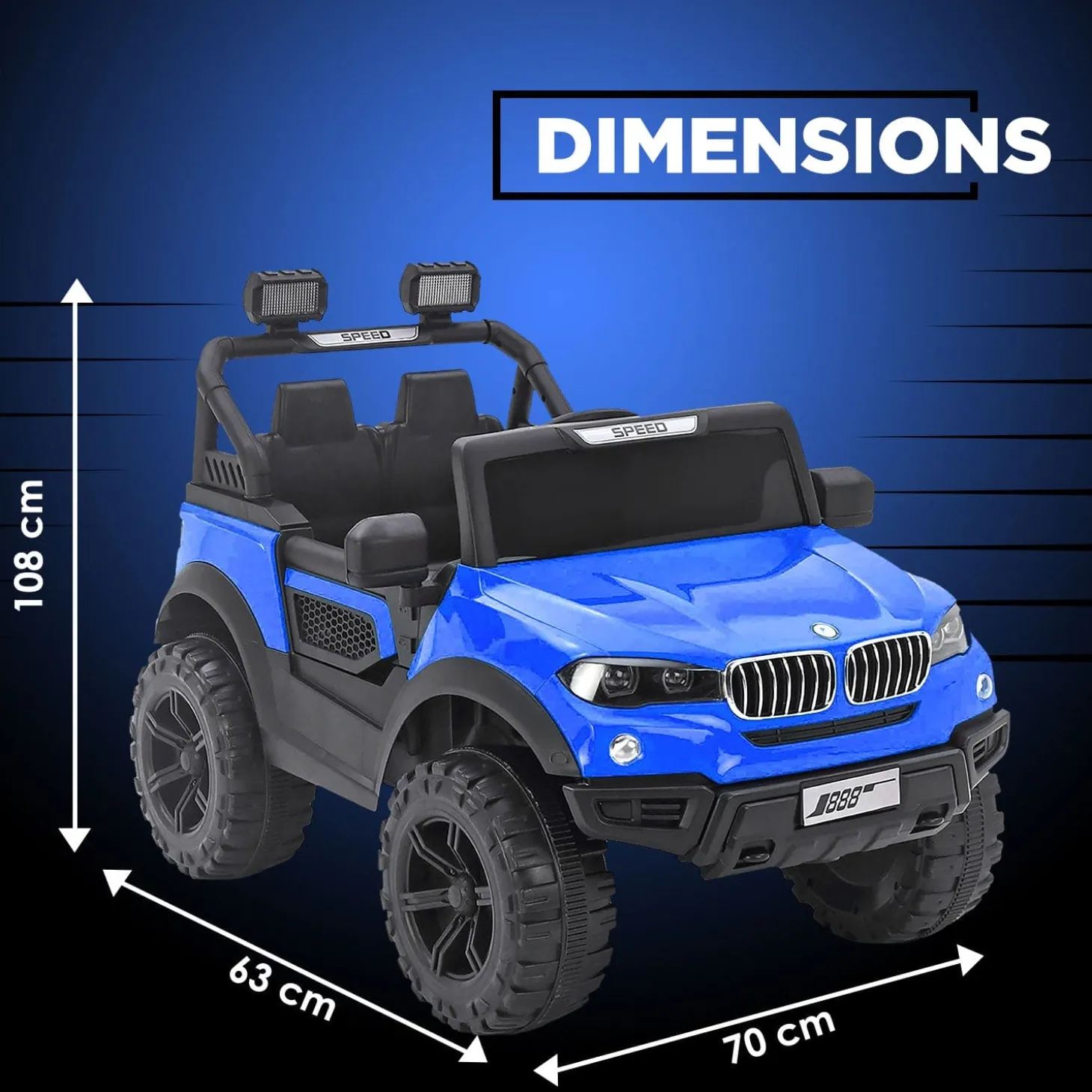 Baby Moo Ford 4X4 Battery Operated Electric Ride On Jeep Rechargeable 12V Battery With Remote Control LED Lights, Music & USB Port - Blue