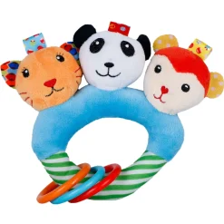 Baby Moo Forest Animals Squeaker Teething Ring Handheld Rattle - Blue