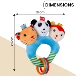 Baby Moo Forest Animals Squeaker Teething Ring Handheld Rattle - Blue
