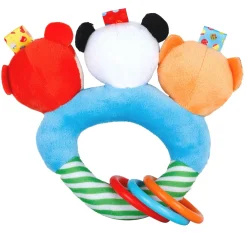 Baby Moo Forest Animals Squeaker Teething Ring Handheld Rattle - Blue