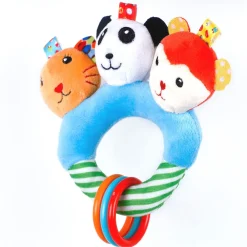 Baby Moo Forest Animals Squeaker Teething Ring Handheld Rattle - Blue