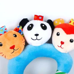 Baby Moo Forest Animals Squeaker Teething Ring Handheld Rattle - Blue