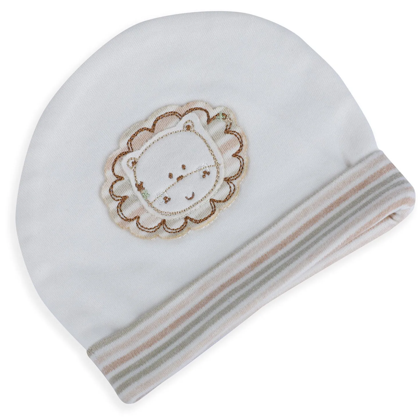 Baby Moo Forest Lion Organic Soft Cotton Cap - White