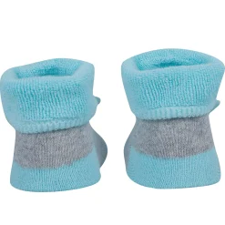 Baby Moo Fox And Bear 3D Rattle Anti-Skid Socks Booties Pack of 2 - Beige, Green