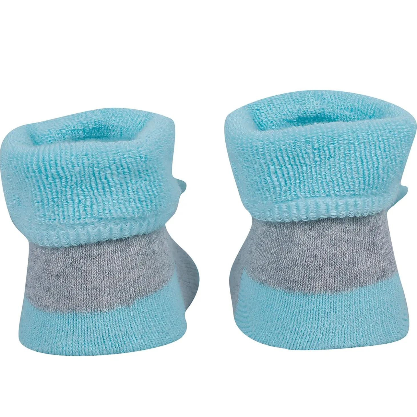 Baby Moo Fox And Bear 3D Rattle Anti-Skid Socks Booties Pack of 2 - Beige, Green