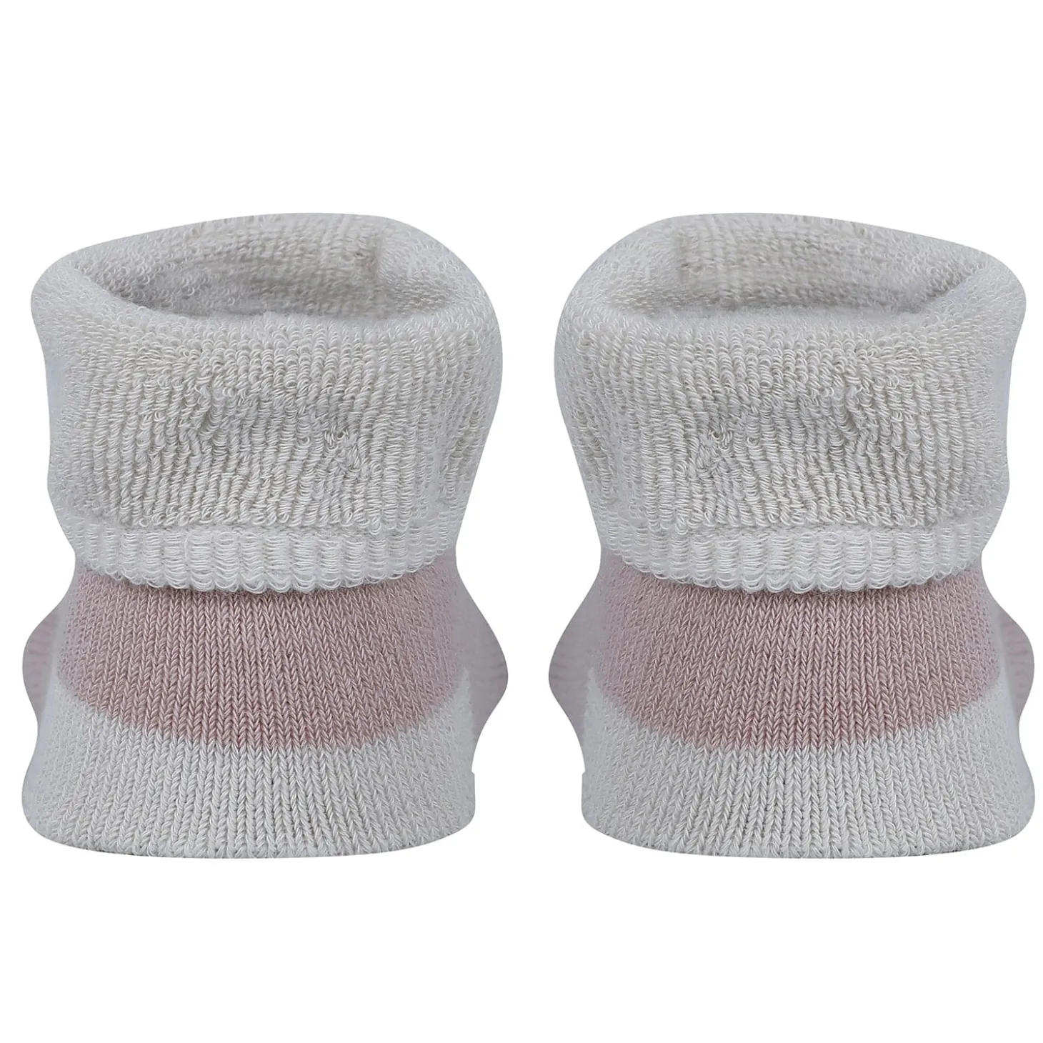 Baby Moo Fox And Bear 3D Rattle Anti-Skid Socks Booties Pack of 2 - Beige, Green