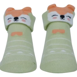 Baby Moo Fox 3D Anti-Skid Socks Booties Pack of 3 - Multicolour