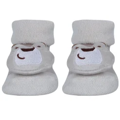 Baby Moo Fox Frog Bear 3D Rattle Anti-Skid Socks Booties Pack of 3 - Blue