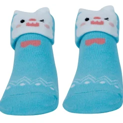 Baby Moo Fox Puppy 3D Anti-Skid Socks Booties Pack of 3 - Red, Blue