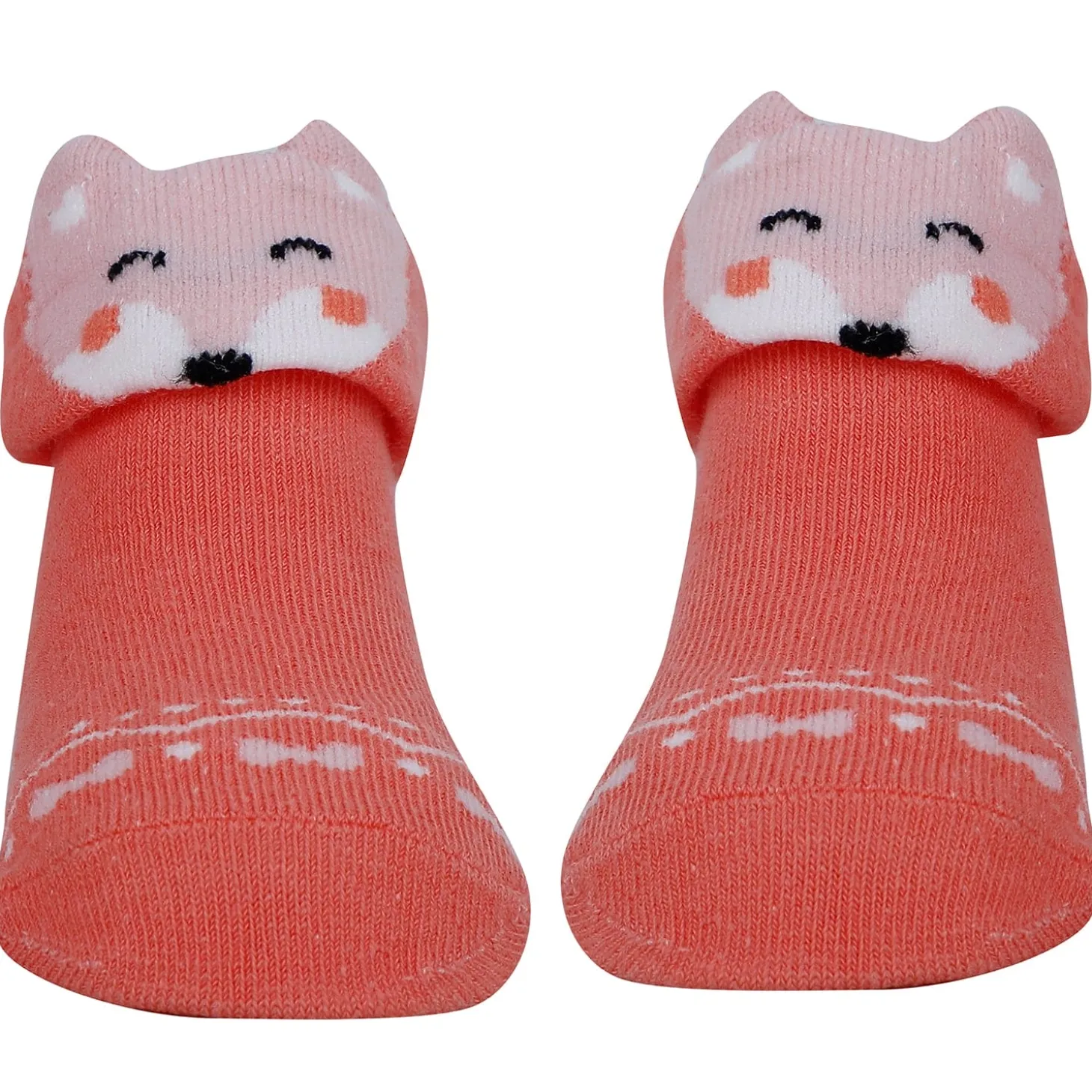 Baby Moo Fox Puppy 3D Anti-Skid Socks Booties Pack of 3 - Red, Blue
