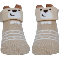 Baby Moo Fox Puppy 3D Anti-Skid Socks Booties Pack of 3 - Red, Blue