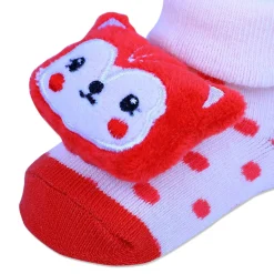 Baby Moo Foxy Cotton Anti-Skid 3D Socks - Cream