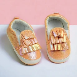 Baby Moo Frill Partywear Anti-Skid Slip-On Booties - Gold