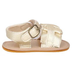 Baby Moo Frill Patterned Vegan Leather Buckle Strap Anti-Skid Sandals - Gold