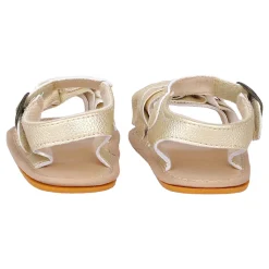 Baby Moo Frill Patterned Vegan Leather Buckle Strap Anti-Skid Sandals - Gold