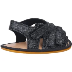 Baby Moo Frilly Glitter Partywear Velcro Straps Anti-Skid Sandals - Black