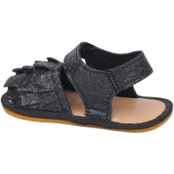 Baby Moo Frilly Glitter Partywear Velcro Straps Anti-Skid Sandals - Black