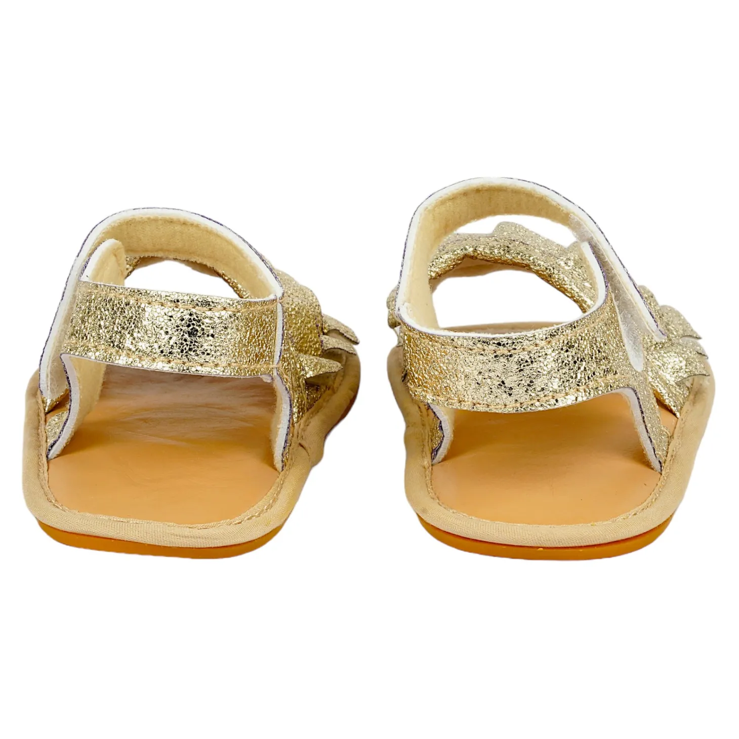 Baby Moo Frilly Glitter Partywear Velcro Straps Anti-Skid Sandals - Gold