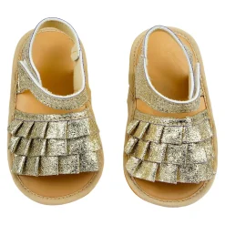 Baby Moo Frilly Glitter Partywear Velcro Straps Anti-Skid Sandals - Gold