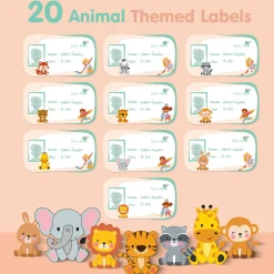Baby Moo Fruits And Animals Personalised Photo And Name Waterproof Labels 40 Pcs Stationery Set For Children - Multicolour