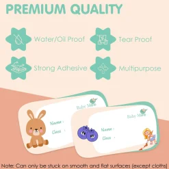Baby Moo Fruits And Animals Waterproof Labels 40 Pcs Stationery Set For Children - Multicolour
