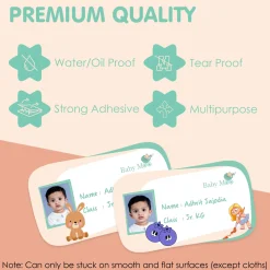 Baby Moo Fruits And Animals Personalised Photo And Name Waterproof Labels 40 Pcs Stationery Set For Children - Multicolour