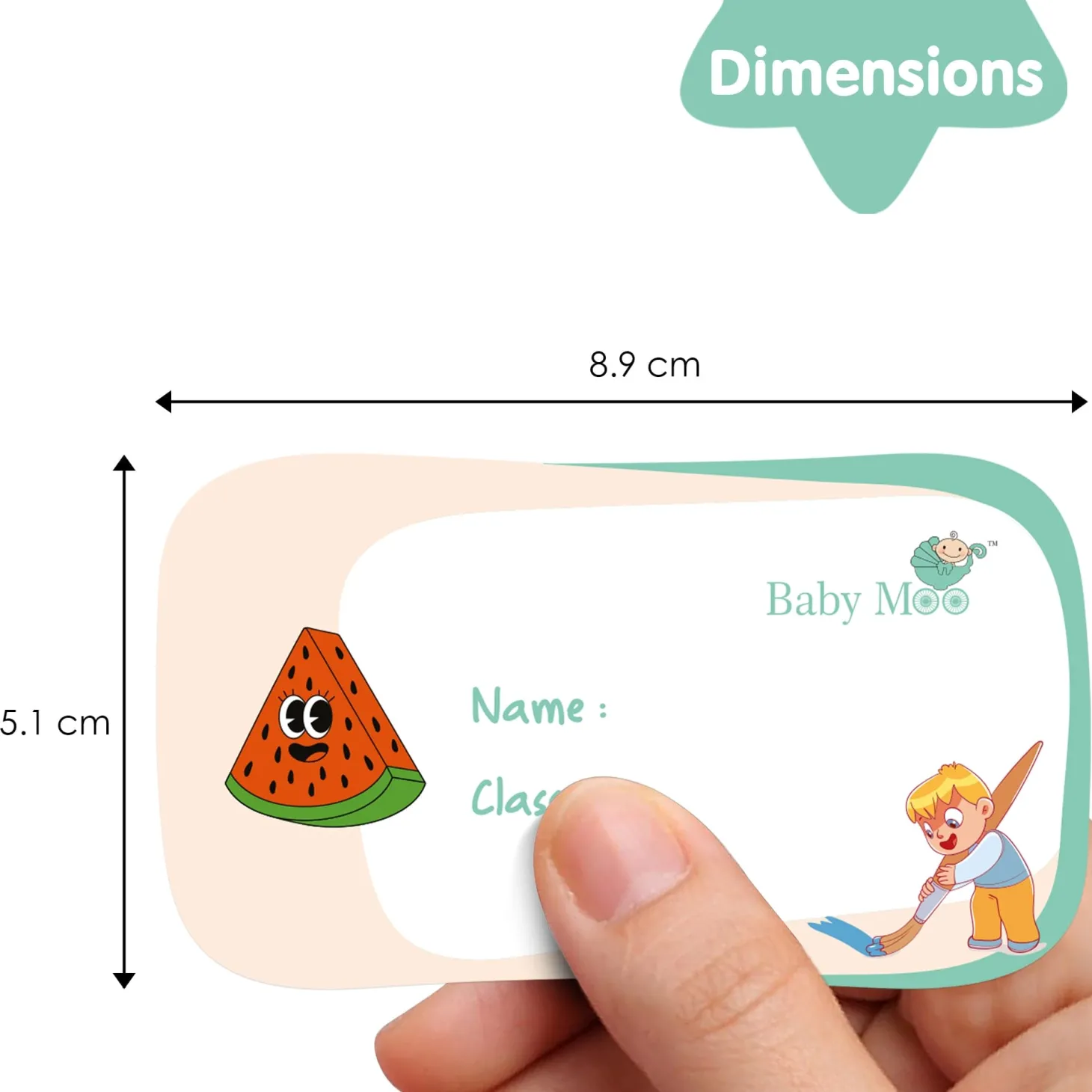 Baby Moo Fruits And Animals Waterproof Labels 40 Pcs Stationery Set For Children - Multicolour