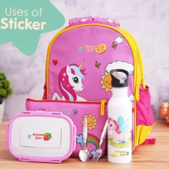 Baby Moo Fruits Personalised Name Self Adhesive Transparent Embossed Stickers, 3D Labels 20 Pcs Stationery Set for Children - Multicolour