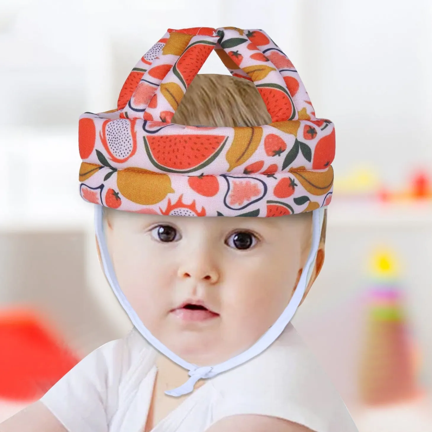 Baby Moo Fruity Fun Head Protection Adjustable Cushioned Safety Helmet - Orange