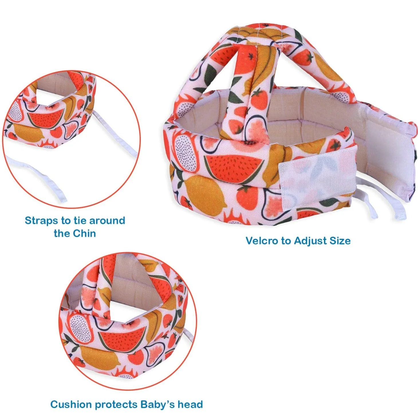Baby Moo Fruity Fun Head Protection Adjustable Cushioned Safety Helmet - Orange