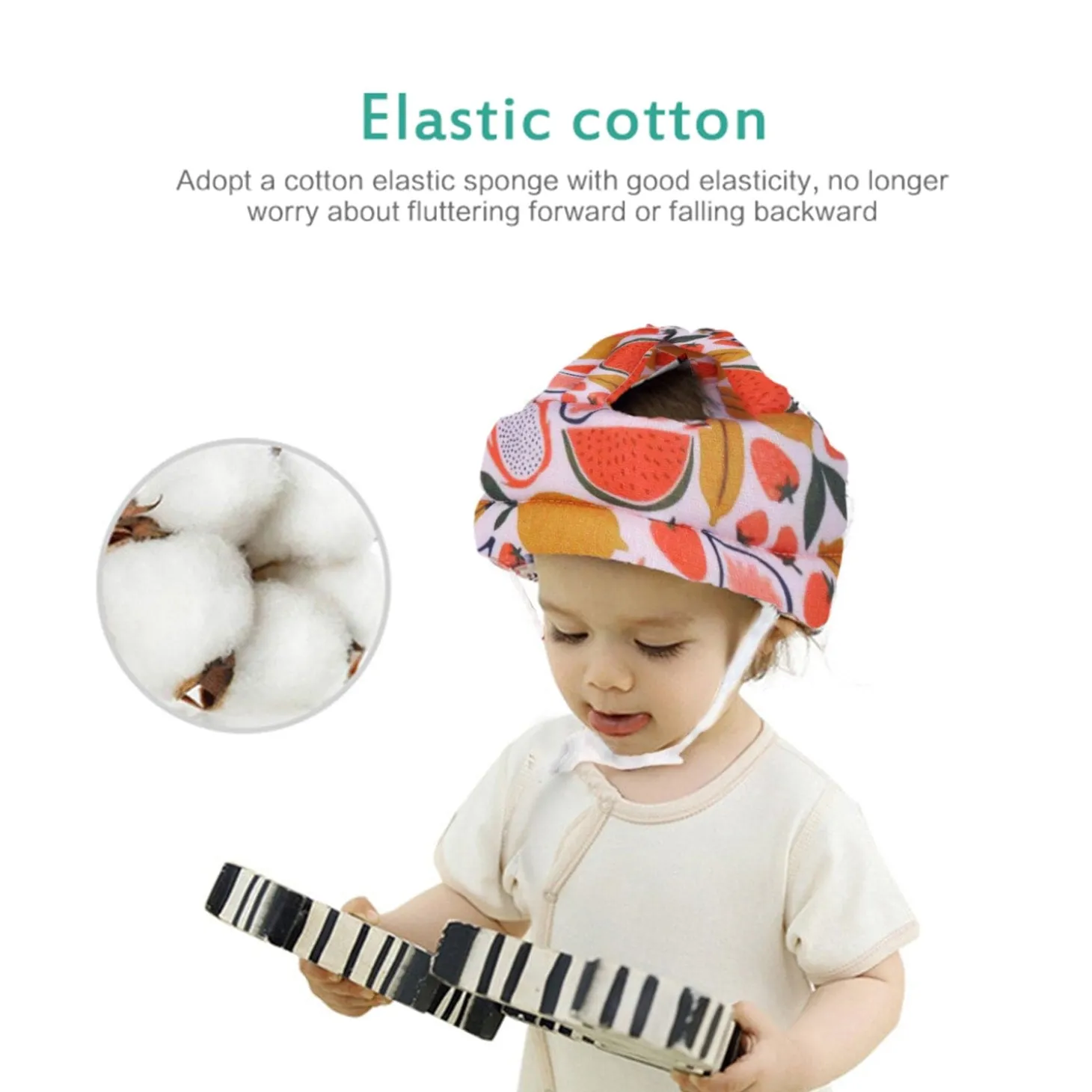 Baby Moo Fruity Fun Head Protection Adjustable Cushioned Safety Helmet - Orange