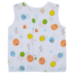 Baby Moo Fruity Fun Prints V-Neck Sleeveless Front Opening Button Cotton Jhablas 5 Pcs - Green, Multicolour