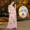 Baby Moo Full Length Comfortable Nursing And Maternity Dress Floral Lily - Pink