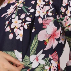 Baby Moo Full Length Comfortable Nursing And Maternity Dress Floral Lily - Blue
