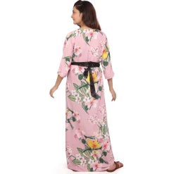 Baby Moo Full Length Comfortable Nursing And Maternity Dress Floral Lily - Pink
