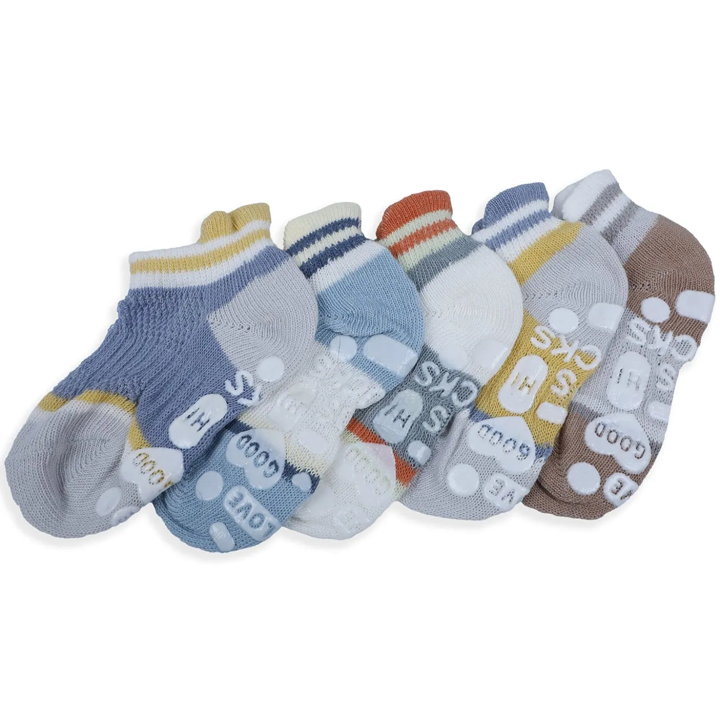 Baby Moo Fun Prints Anti-Skid Adorable 5 Pack Socks - Multicolour