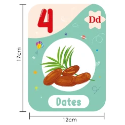 Baby Moo Fun With Food Numbers & Alphabets Montessori Set Of 10 Flash Cards - Green, Peach