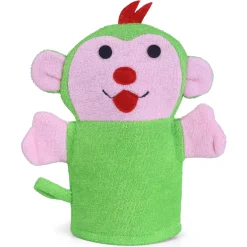 Baby Moo Funky Monkey Bath Time Fun Hand Puppet Loofah Bath Glove - Green