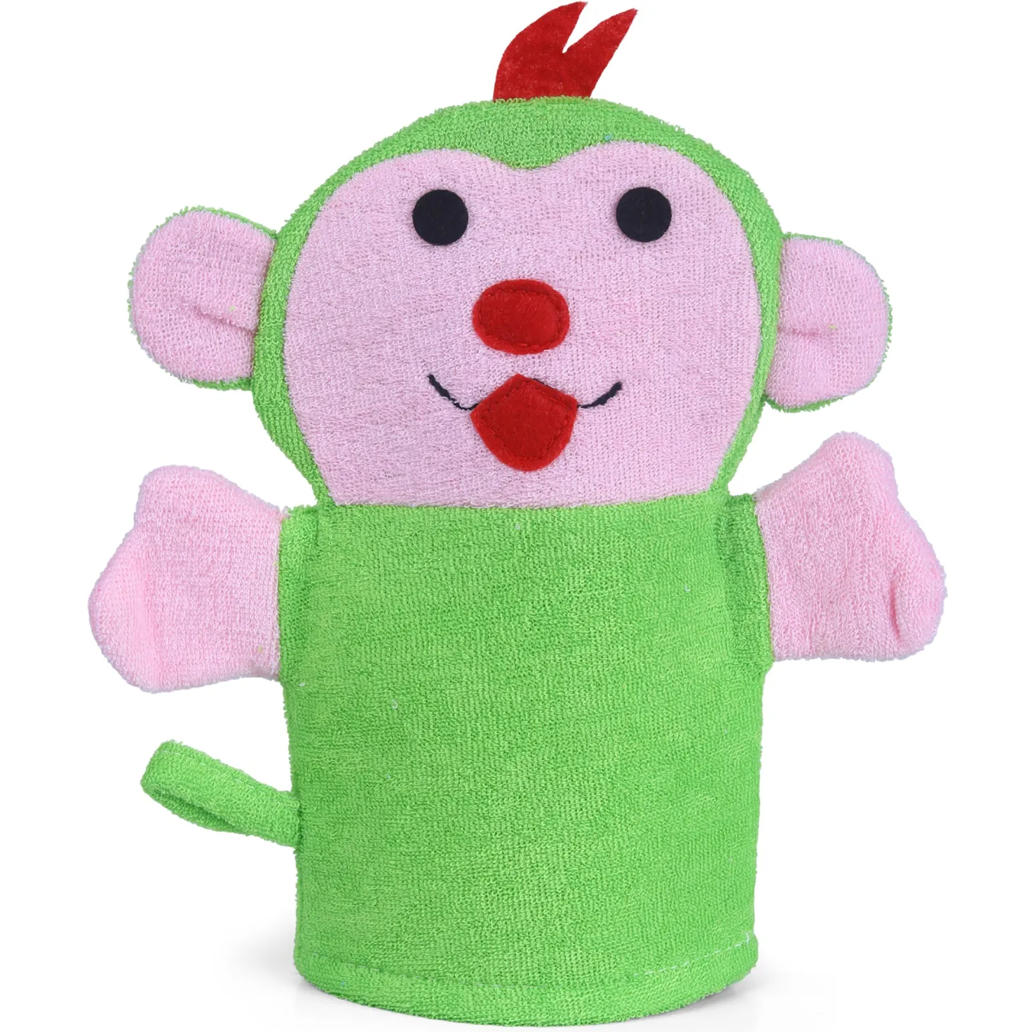 Baby Moo Funky Monkey Bath Time Fun Hand Puppet Loofah Bath Glove - Green