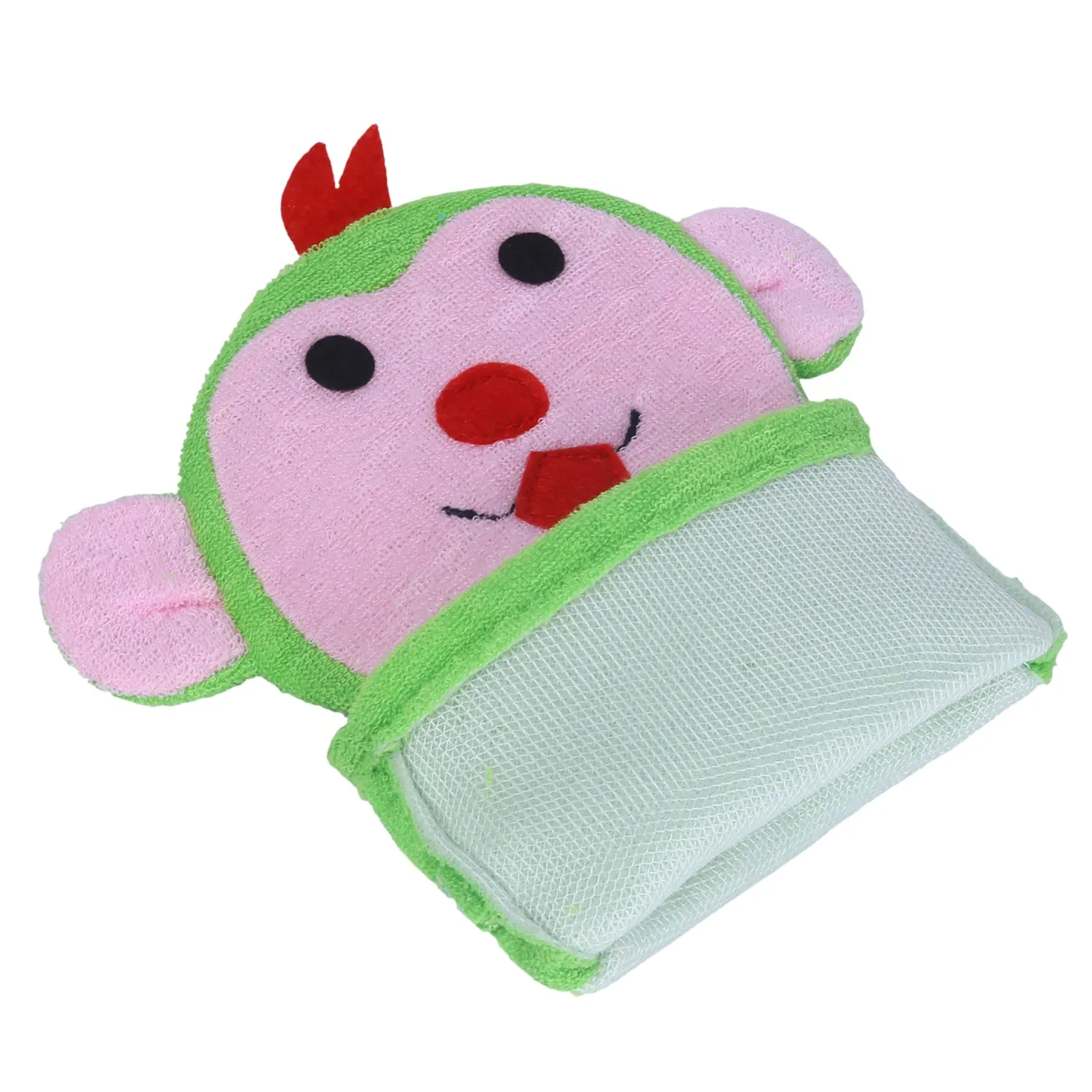 Baby Moo Funky Monkey Bath Time Fun Hand Puppet Loofah Bath Glove - Green